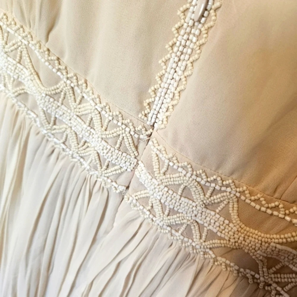 Massimo Dutti Bohemian Crepe Beaded Maxi Dress - Picture 8 of 10